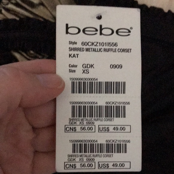 Bebe shirred metallic ruffle corset xs - Picture 5 of 8